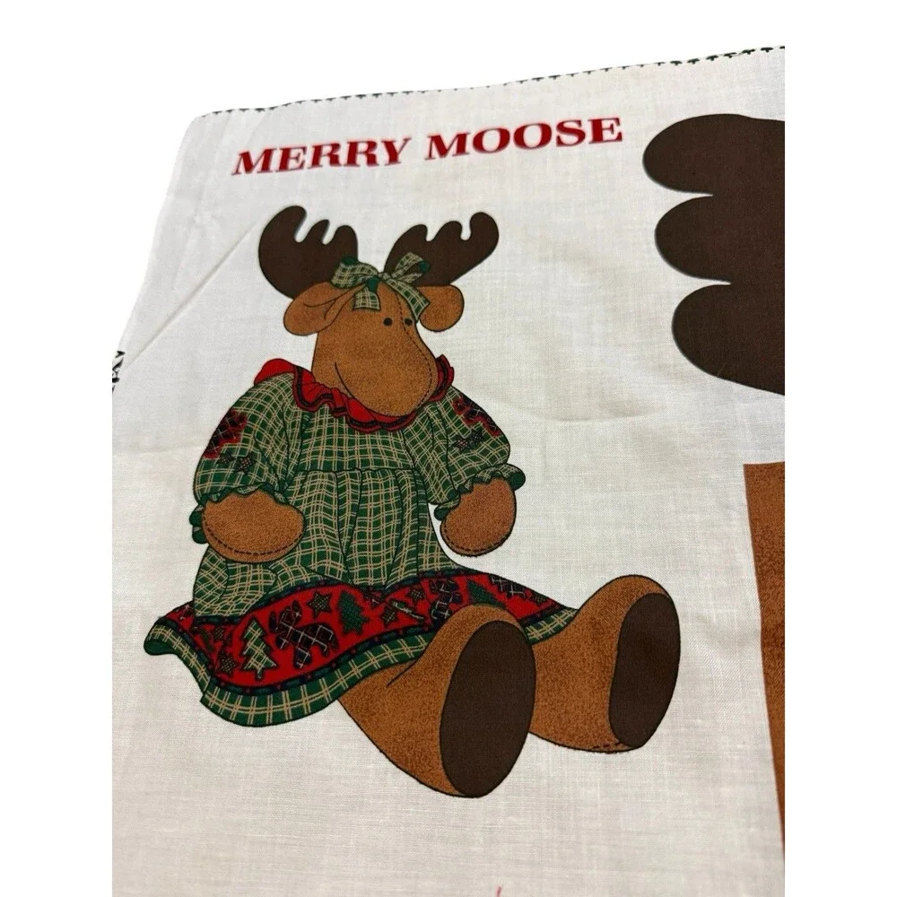 Cranston VIP Merry Moose Christmas Doll Cut & Sew Cotton Fabric Panel Uncut